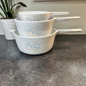 CorningWare Country Cornflower S-2.5-B, S-1.5-B, S-81-B Set Pots & Pans CLEAN!‎